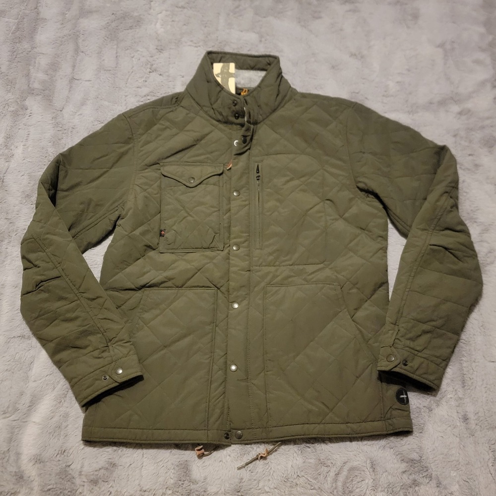 Relwen Quilted Tanker Jacket Mens Medium Forest Green Lined Insulated Puffer Zip